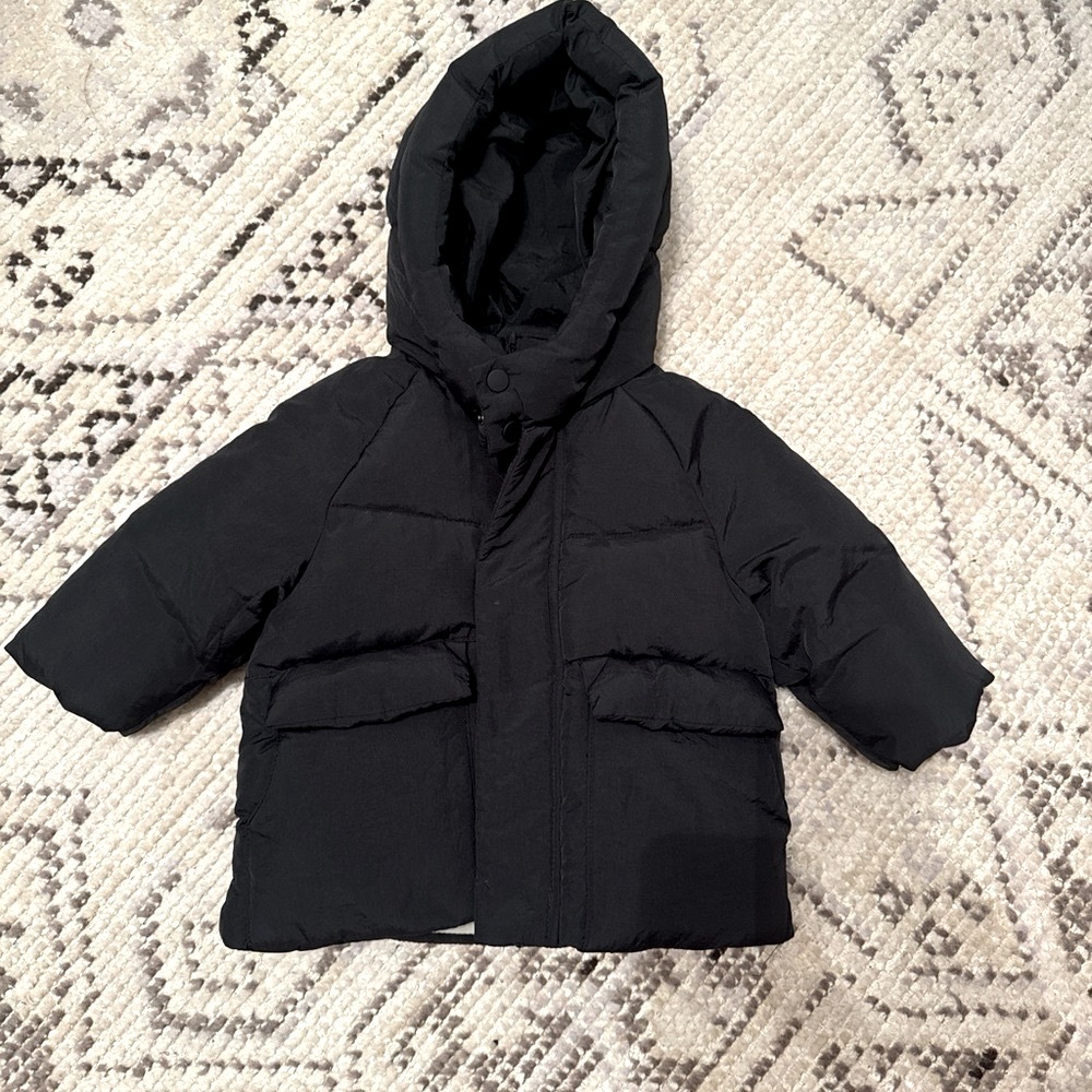 ZARA Fashion Feather Outerwear pocket coat size 9-12 Months